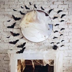   Halloween-i dekoráció - denevér szett - öntapadós - fekete - 30 db / csomag