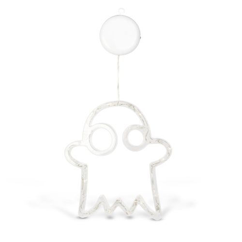 Halloween-i világító dekoráció - szellem - tapadókorongos - 12 LED - 20 x 18,5 cm - 3 x AAA