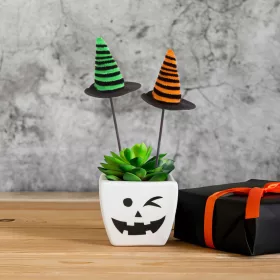   Halloween-i dekoráció szett - boszorkánykalap - leszúrható - 20 x 7 cm - 3 db / csomag