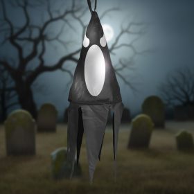   Halloween-i világító dekoráció - szellem - fekete - 10 színes LED - akasztható - 2 x 2032 - 75x20 cm