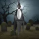 Halloween-i világító dekoráció - szellem - fekete - 10 színes LED - akasztható - 2 x 2032 - 75x20 cm