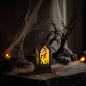   Halloween-i világító dekoráció - boszorkány - sárga LED - 17,5 x 6,3 x 6,3 cm - 3 x LR44