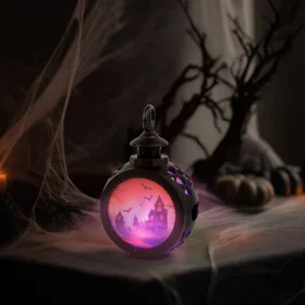   Halloween-i világító dekoráció - kastély - felakasztható - LED - 8,5 x 13,5 cm