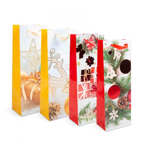 Italos tasak - papír, karácsonyi - 360 x 127 x 83 mm - 4 féle / csomag - 12 db / csomag