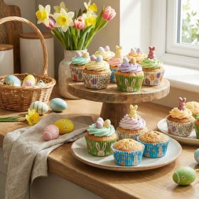   Muffin papír szett - húsvéti 100 db (25 x 4 szín) - 7 x 5 x 3,2 cm