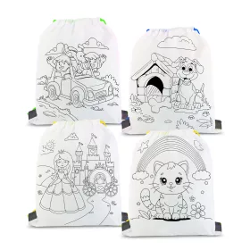 Színezhető tornazsák - 4 filccel - 33 x 27 cm - 4 féle