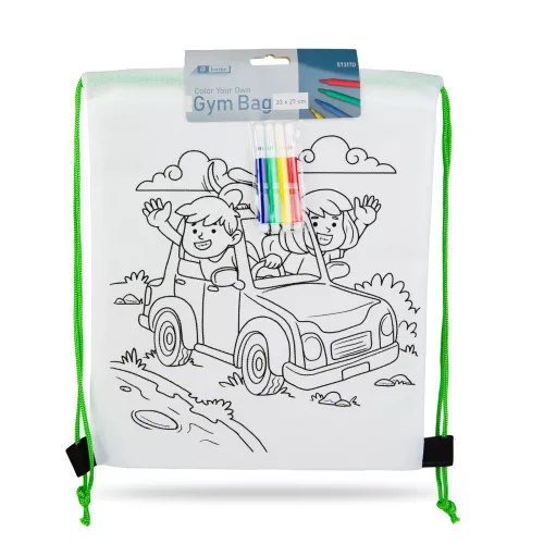 Színezhető tornazsák - 4 filccel - 33 x 27 cm - 4 féle