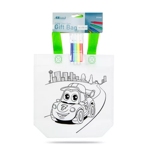 Színezhető ajándéktáska - 4 filccel - 24 x 22 cm - 2 féle