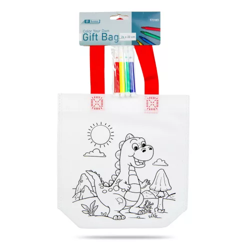 Színezhető ajándéktáska - 4 filccel - 24 x 22 cm - 2 féle