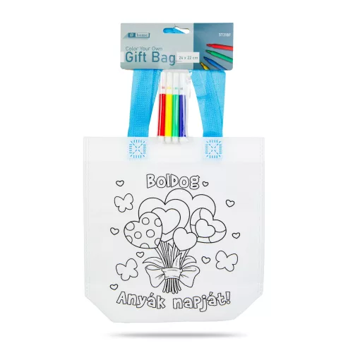 Színezhető ajándéktáska - 4 filccel - 24 x 22 cm - 2 féle