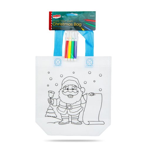 Színezhető táska - karácsonyi - 4 filccel - 24 x 22 cm - 6 féle