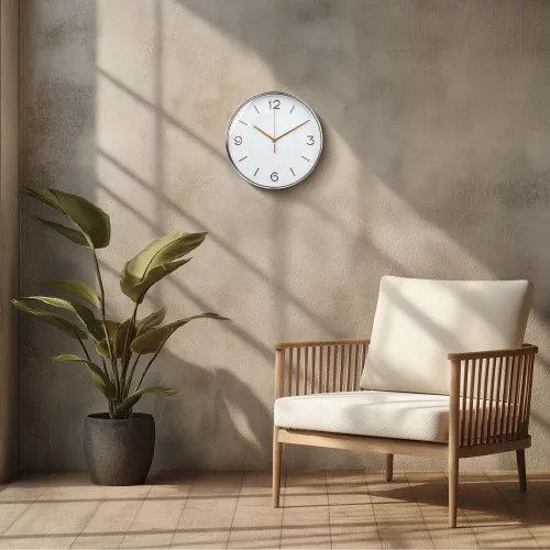 Falióra - 25 cm - műanyag, üveg - 1 x AA - fehér