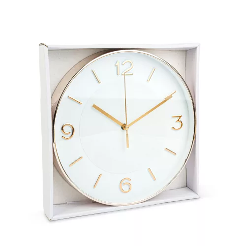 Falióra - 25 cm - műanyag, üveg - 1 x AA - fehér