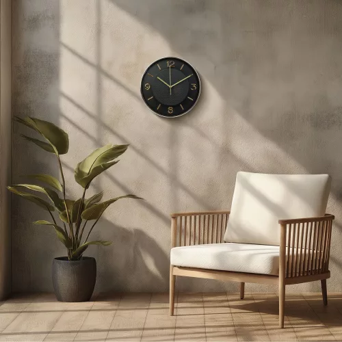 Falióra - 25 cm - műanyag, üveg - 1 x AA - fekete