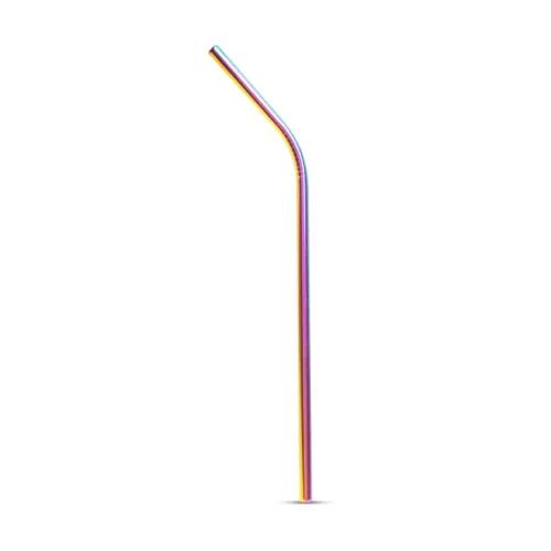 Rozsdamentes acél szívószál szett - titán szivárványos - 215 x 6 mm - 5 részes