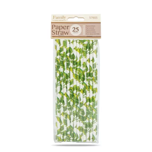 Papír szívószál - dzsungel - 197 x 6 mm - 25 db / csomag