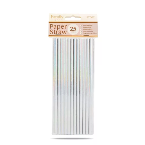 Papír szívószál - irizáló - 197 x 6 mm - 25 db / csomag