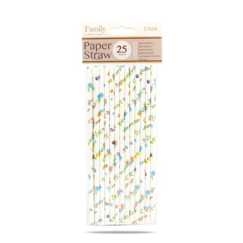 Papír szívószál - virág - 197 x 6 mm - 25 db / csomag