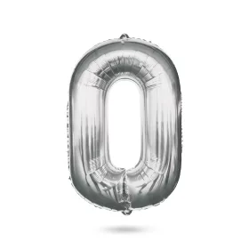 0-ás születésnapi szám fólia lufi - ezüst - 40"