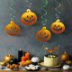 Halloween-i dekoráció szett - 12 db tök - csillogó spirál akasztó
