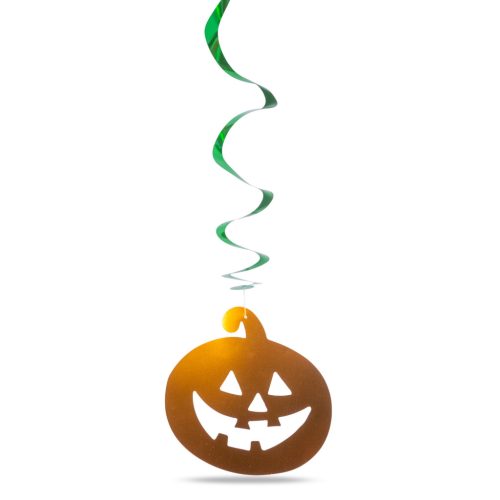 Halloween-i dekoráció szett - 12 db tök - csillogó spirál akasztó