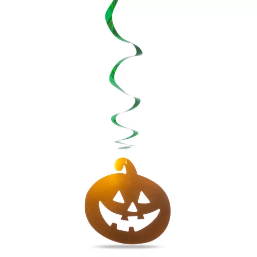 Halloween-i dekoráció szett - 12 db tök - csillogó spirál akasztó