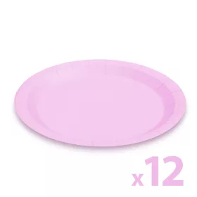 Papírtányér szett - rózsaszín - 23 cm - 12 db / csomag