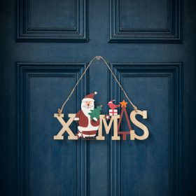   Karácsonyi dekor fából - mikulásos - akasztóval - 17 x 9 cm