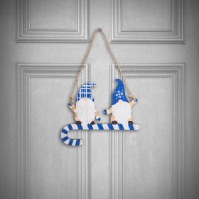 Karácsonyi dekoráció - fa, kék manó - 15 cm