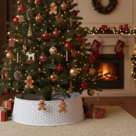 Karácsonyfatalp takaró - fehér, műanyag - 65 x 23 cm