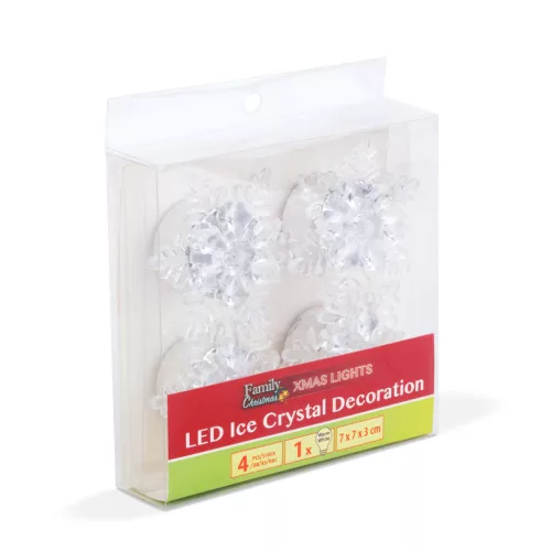 LED-es jégkristály dekoráció - elemes - 4 db / csomag