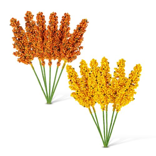 Őszi dekoráció - köles ág - 2 féle - 18,6 cm - 6 db / csomag