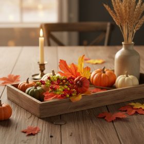   Őszi dekoráció - tök, bogyó, falevél - 24 cm - 2 db / csomag