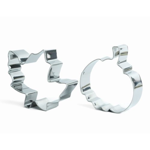 Sütikiszúró szett - levél és tök - fém - 8 cm - 2 db / szett