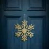 Karácsonyi dekoráció - jégkristály - glitteres arany - akasztható - 31 cm