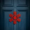Karácsonyi dekoráció - jégkristály - glitteres piros - akasztható - 31 cm