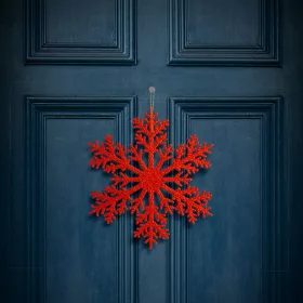   Karácsonyi dekoráció - jégkristály - glitteres piros - akasztható - 31 cm