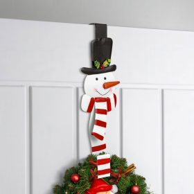   Karácsonyi kopogtató, ajtódísz tartó - fém - hóember - 38 cm