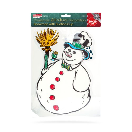 Karácsonyi ablakdekoráció - hóember - tapadókorongos - 30 x 29 cm