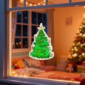   Karácsonyi ablakdekoráció - karácsonyfa - tapadókorongos - 30 x 29 cm