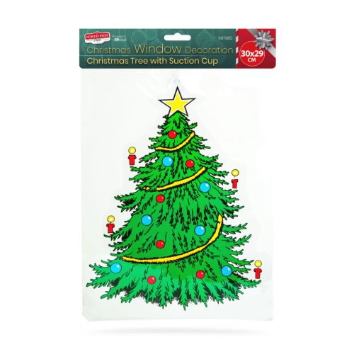 Karácsonyi ablakdekoráció - karácsonyfa - tapadókorongos - 30 x 29 cm