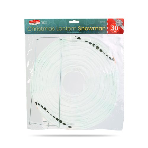 Karácsonyi lampion - hóember - papír - 30 cm
