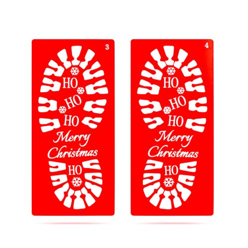 Karácsonyi dekoráció - lábnyom sablon szett - műanyag - 30,5 x 14 cm - 4 db / csomag