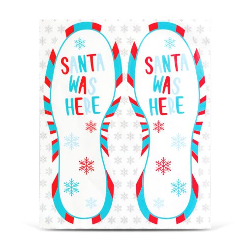 Karácsonyi dekoráció - "Itt járt a Mikulás" lábnyom matrica - 25 x 10 cm - 2 db / csomag