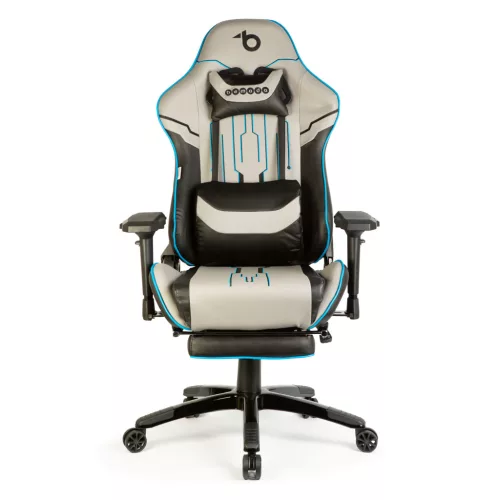 Gamer szék párnával - szürke/fekete/kék - 84 x 52 / 48 x 50 cm
