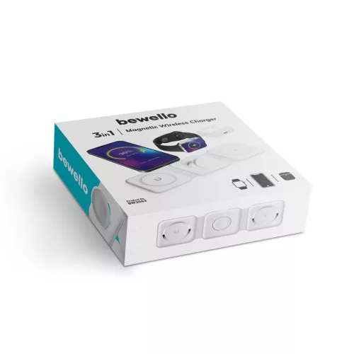 Vezeték nélküli töltőállomás - 3 az 1-ben - fehér