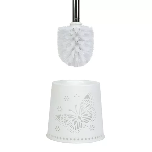WC kefe + tartó - pillangós - 49 x 13 x 13 cm - fehér