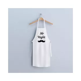   Konyhai kötény - "Mr. Right" felirattal - 80 x 70 cm - 200 gsm