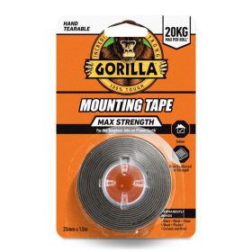   Gorilla Glue Mounting Tape Max Strength Fekete Kétoldalas Ragasztószalag 2,5cm x 1,5m