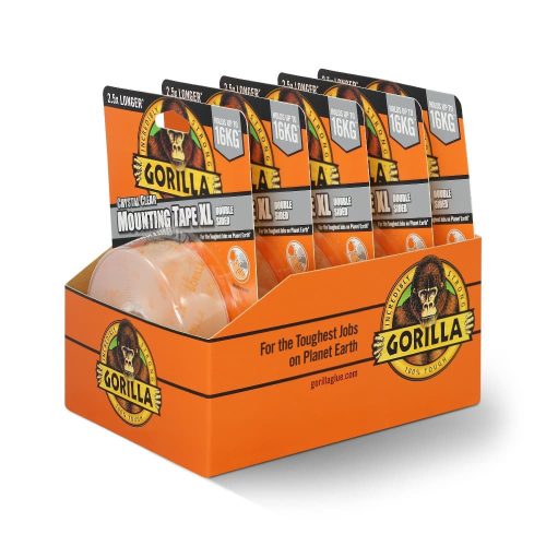 Gorilla Mounting Tape XL Kristálytiszta Kétoldalas Ragasztószalag 2,5cm x 3,8m